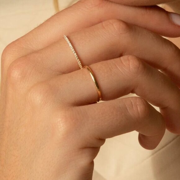 Waterproof Gold Zircon Ring Dainty Non Tarnish Everyday Stacking Jewelry - Picture 10 of 11